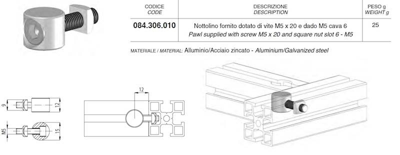 ALUSIC 084306010 POŁĄCZENIE ŚRUBOWE M5X20 R6