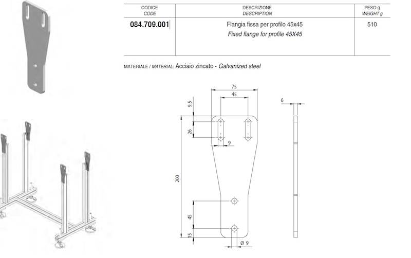 ALUSIC 084709001 PŁYTKA MOCUJĄCA NOGI 45
