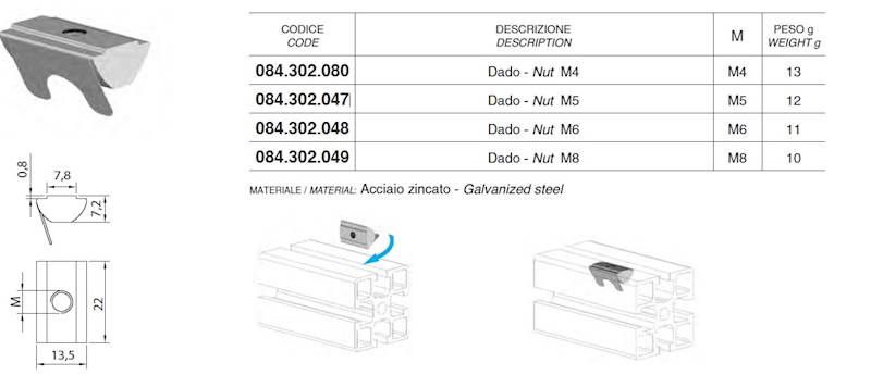 ALUSIC 084302047 NAKRĘTKA ZE SPRĘŻYNĄ M5