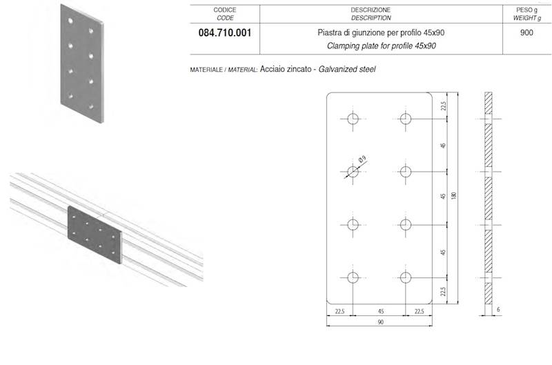 ALUSIC 084710001 PŁYTKA PRZYŁĄCZENIOWA 45X90