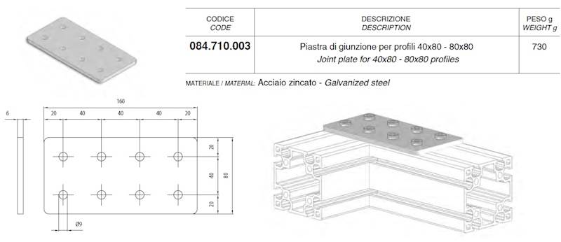 ALUSIC 084710003 PŁYTKA PRZYŁĄCZENIOWA 40X80/80X80