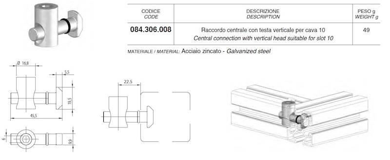 ALUSIC 084306008 ŁĄCZENIE CENTRALNE PIONOWE