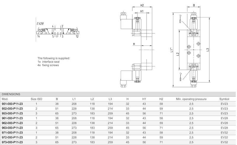 CAMOZZI 961-000-P11-23 ELEKTROZAWÓR 5/3 C.C