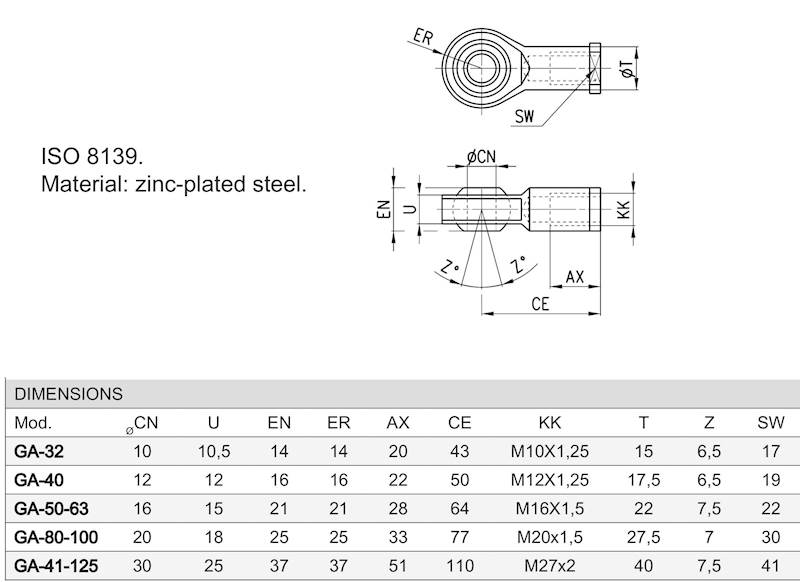 CAMOZZI GA-80-100 GŁOWICA SFERYCZNA- PRZEG M20X1,5
