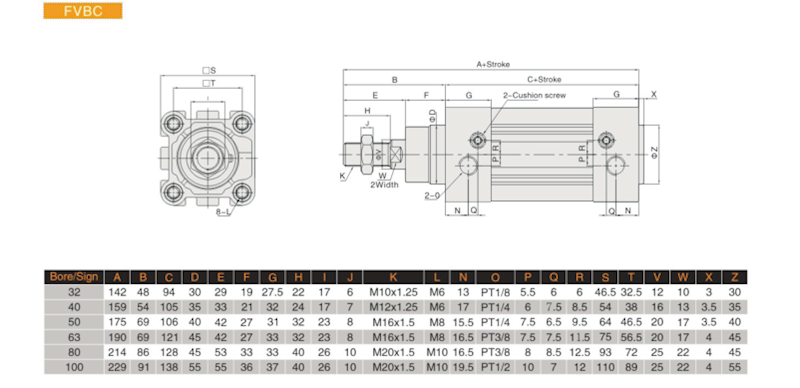 EMC FVBC-63X40-S SIŁOWNIK PROFILOWY ISO 6431