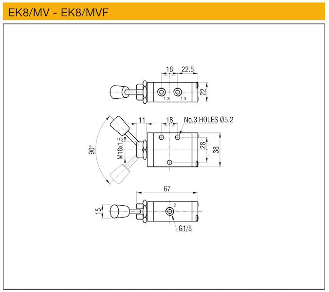 WAIRCOM EK8/MVF ZAWÓR STEROW. DŹWIGNIĄ 3/2 1/8" 