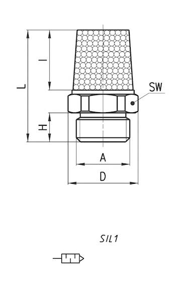 CAMOZZI 2931 1/8 TŁUMIK HAŁASU STOŻKOWY 
