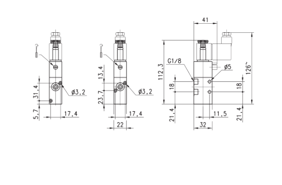CAMOZZI 338L-015-02 ELEKTROZAWÓR 3/2 NC G 1/8