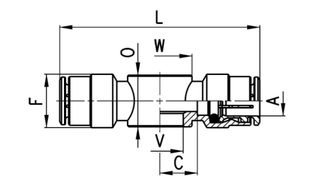 CAMOZZI 6620 6-1/4 KORPUS TRÓJNIK WTYKOWY BANJO