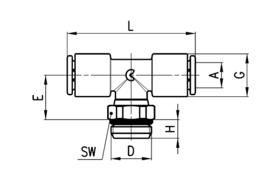 CAMOZZI 7432 12-1/2 TRÓJNIK WTYKOWY T GZ COMPACT