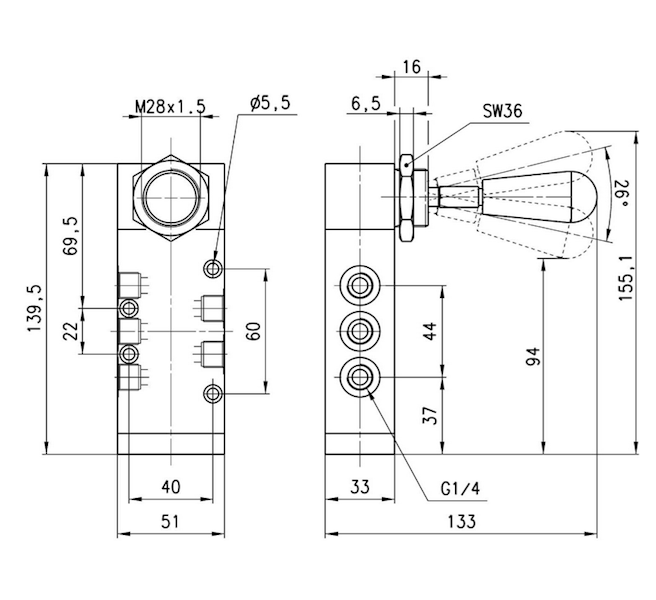 CAMOZZI 474-900 ZAWÓR RECZNY 5/3 CO G 1/4