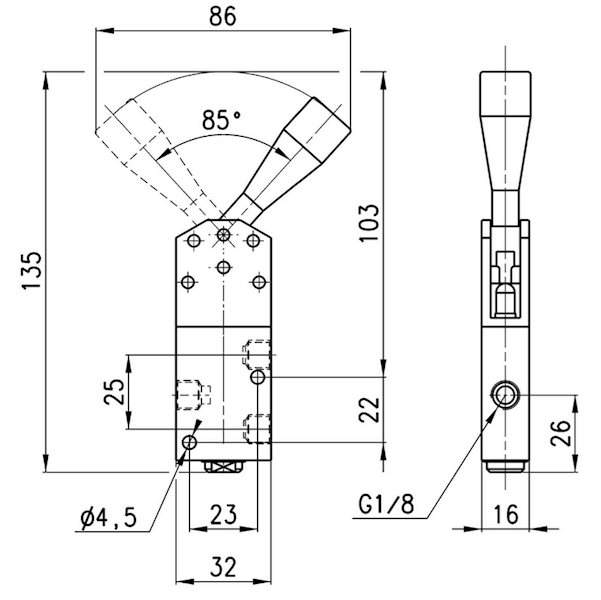 CAMOZZI 134-900 ZAWÓR RECZNY 3/2 NC G 1/4