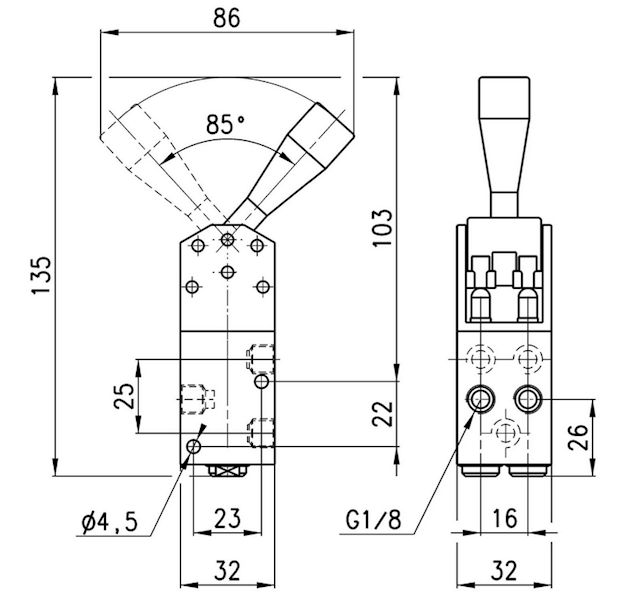 CAMOZZI 154-900 ZAWÓR RECZNY 5/2 G 1/4''
