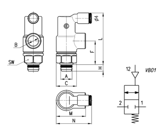 CAMOZZI VBO 1/4 ZAWÓR BLOKUJĄCY G 1/4"