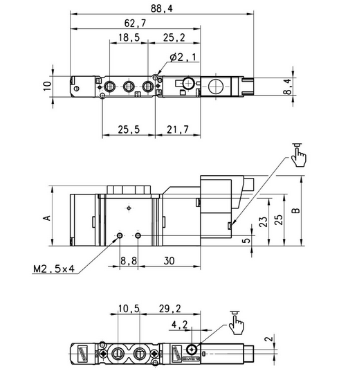 CAMOZZI E521-16-10-K13 ELEKTROZAWÓR 5/2 M5 24V