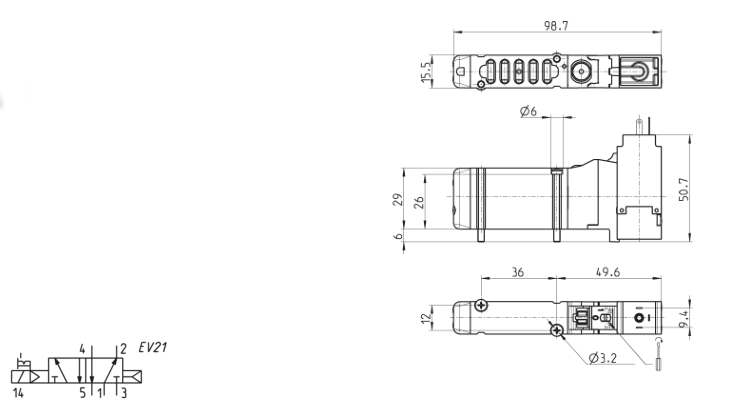 CAMOZZI EN530-16-PN3 ZAWÓR ELEKTROZAWÓR 5/2